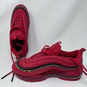 Nike Air Max 97 Red Leopard Womens Size 7.5 Athletic Shoes Sneakers